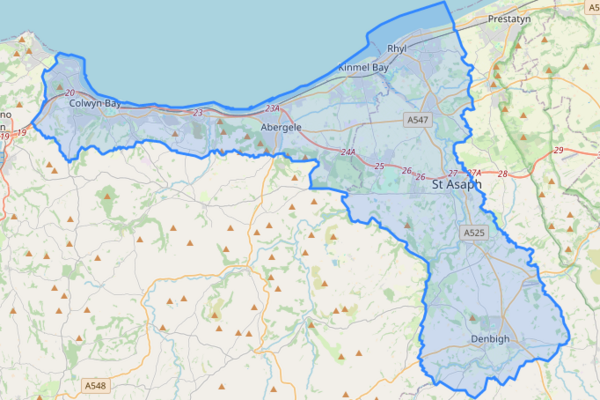 Map with the boundaries of Clwyd North