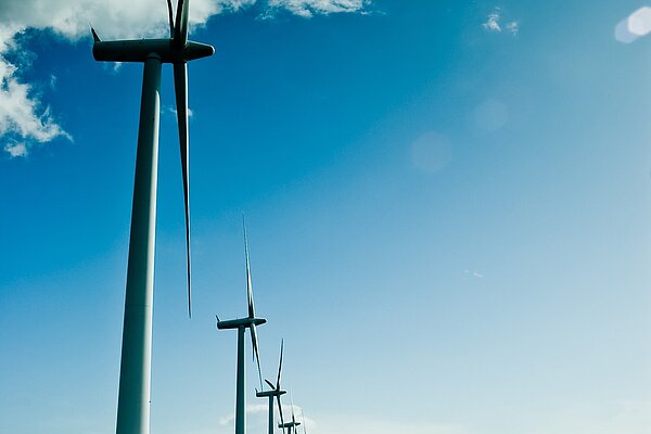 Wind turbines in the ocean. 